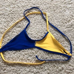 Jolyn Color Blocked Blueberry/ Yellow Swim Top.